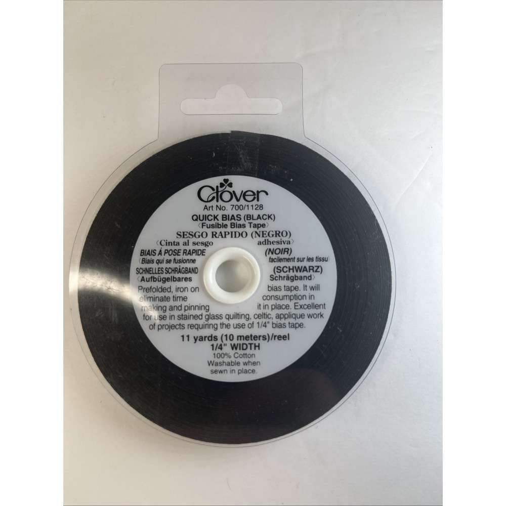 Clover 700/BLK-LME Quick Bias Fusible Bias Tape 1/4" x 11 yd BLACK LAME